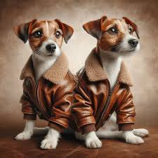 Stylish and comfortable dog costume leather flight jacket jack russel