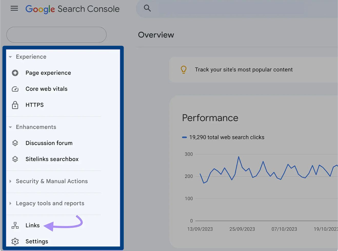 Google Search Console dashboard