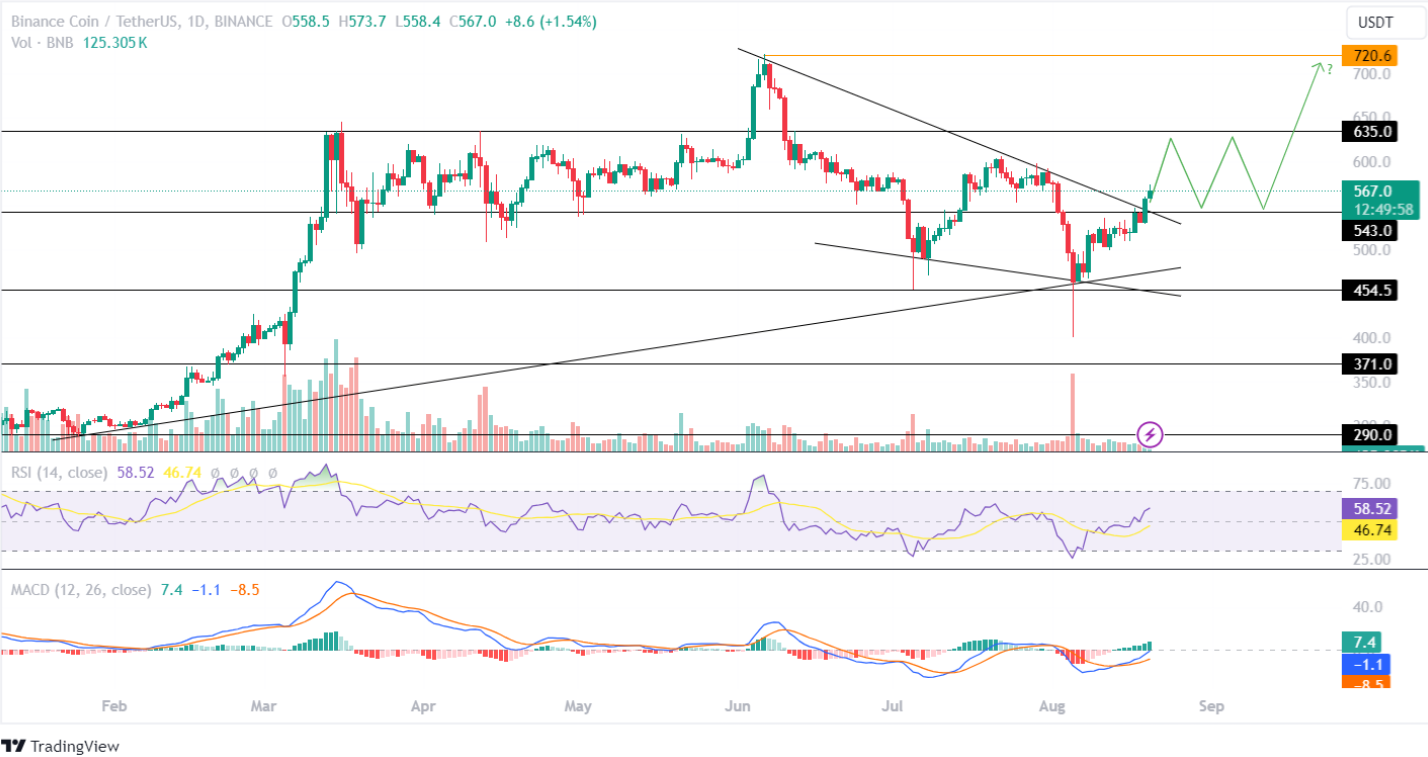 ราคา Binance แสดงการกลับตัวแบบกระทิง! ราคา BNB คาดว่าจะเรียกร้อง $635?