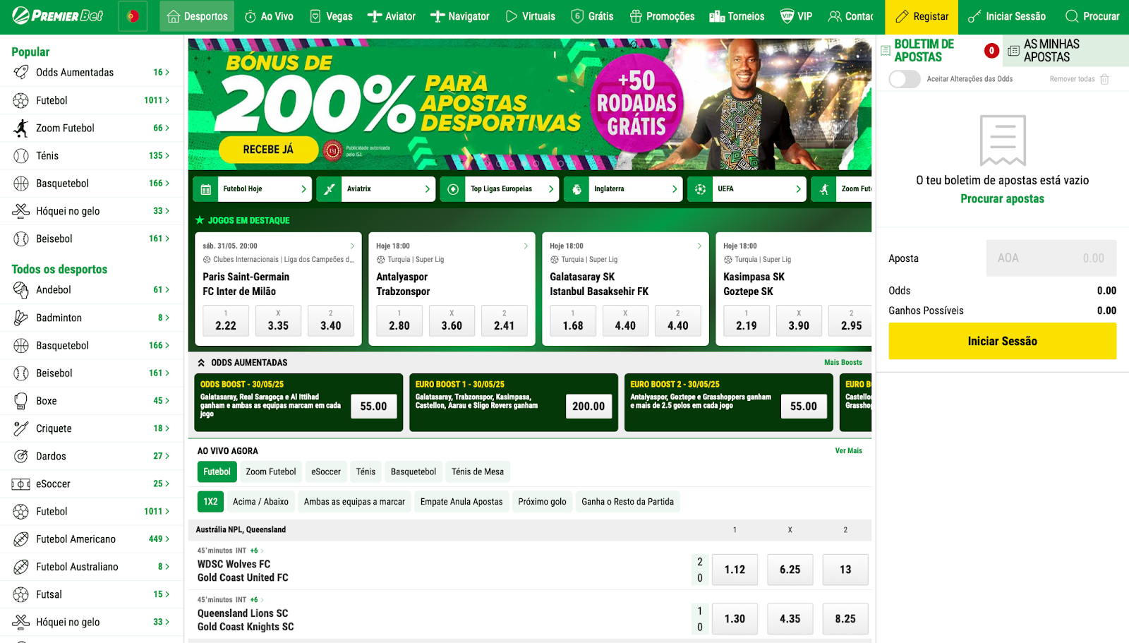 Todos os recursos da Premier Bet Angola