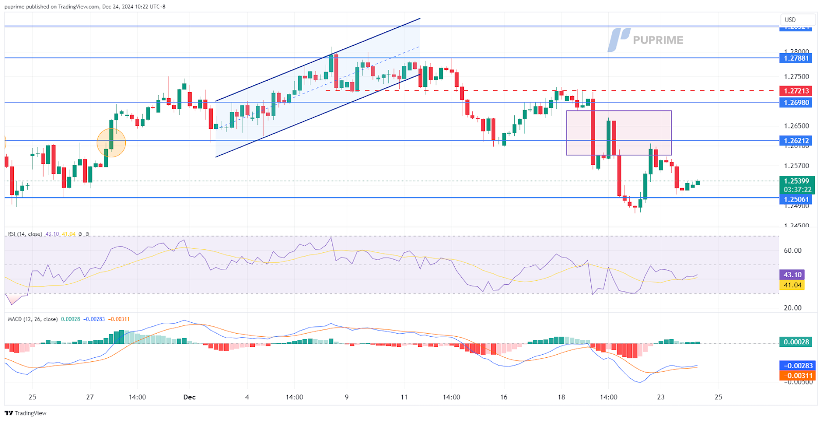 GBP/USD price chart 24 December 2024