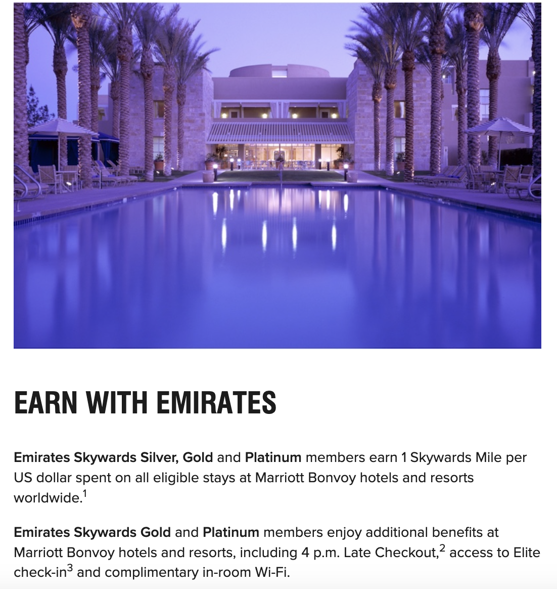 Earning Marriott Bonvoy Points with Flights Emirates