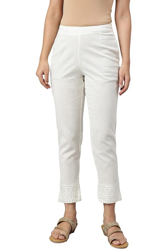 W for Woman Cotton Blend Stretchable Slim Pants