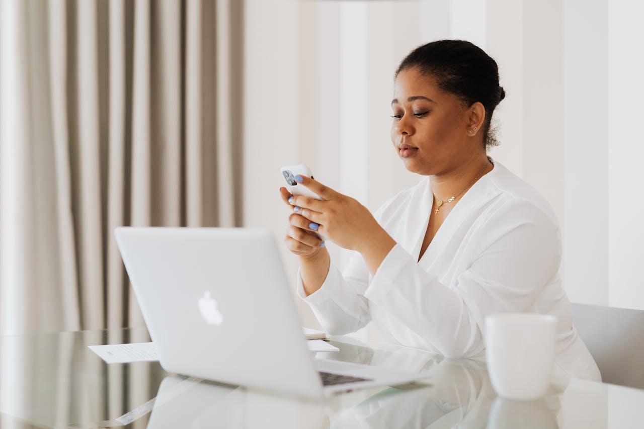 A woman using her phone