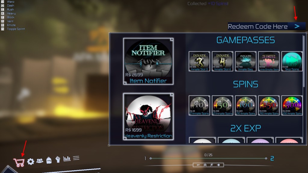 Redeem Jujutsu Infinite codes store