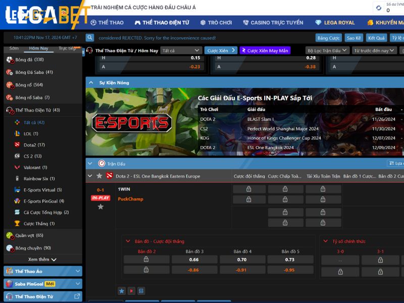 Giới thiệu về cá cược eSports LEGABET