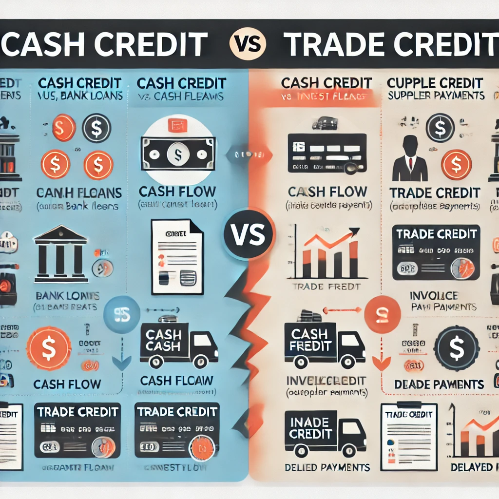 difference between cash credit and trade credit