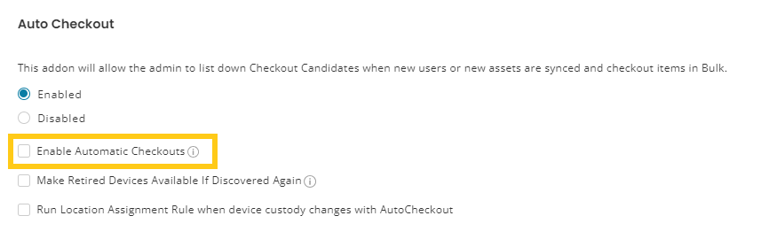 Enabling Automatic Checkouts