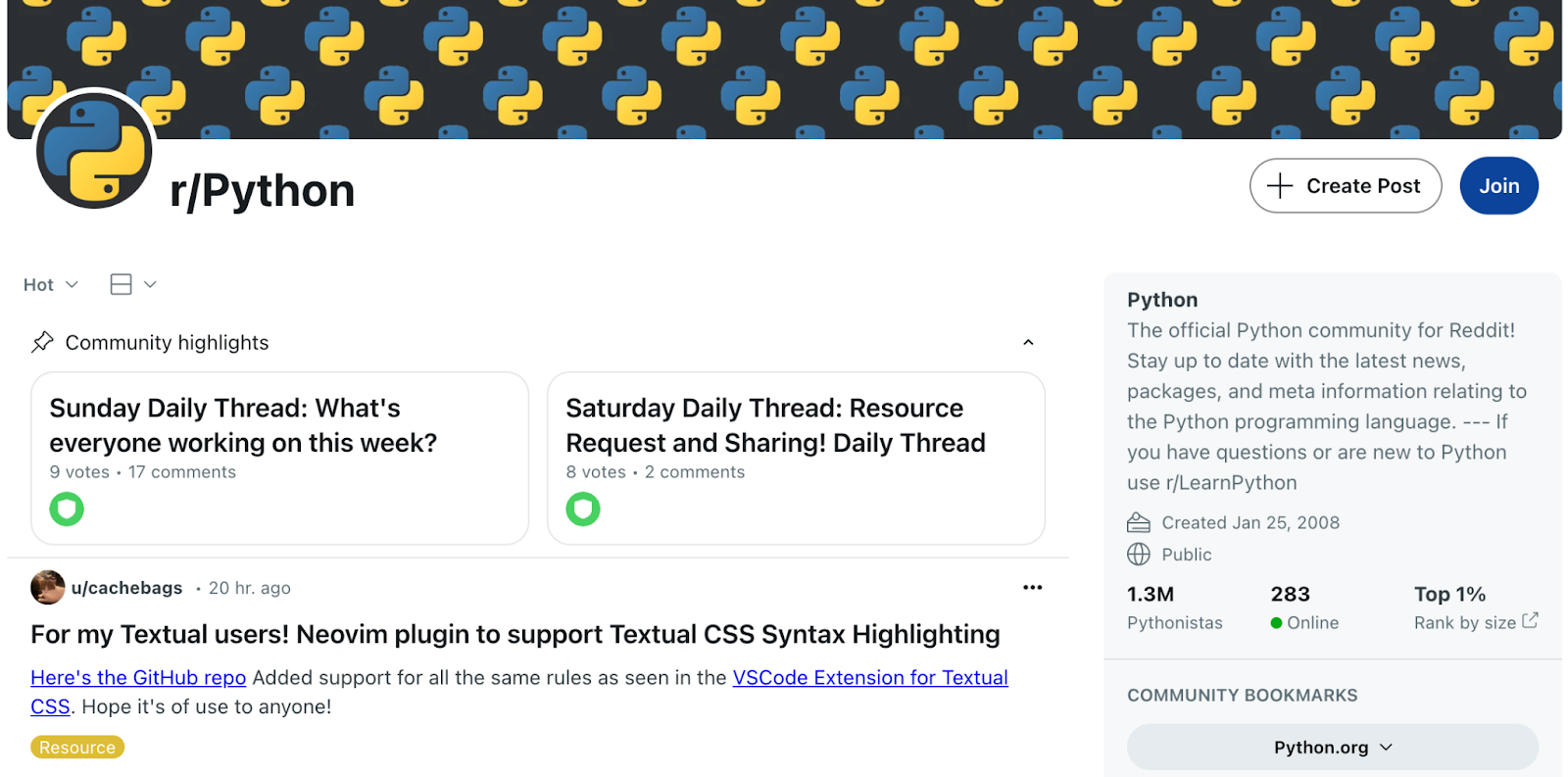 r/Python Reddit community