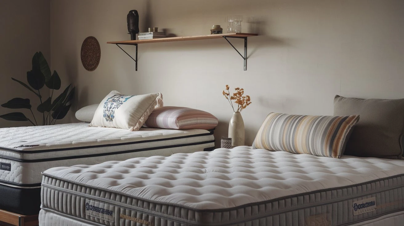 A selection of mattresses and pillows designed for optimal sleep comfort and support.