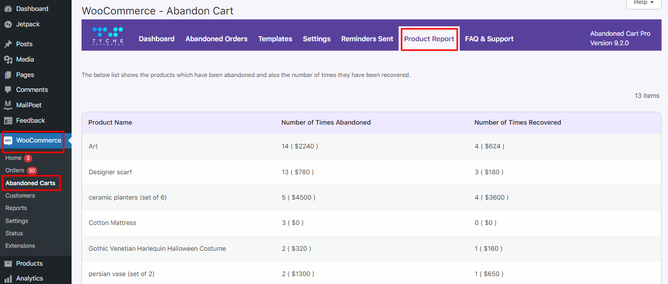 Product Report - Tyche Softwares Documentation