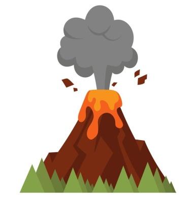 Ilustración de erupción. volcán en estilo de dibujos animados.