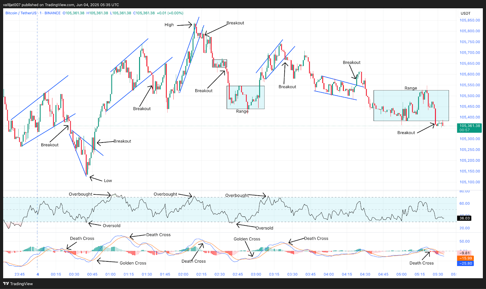 Chart 17: BTC/USDT M1 Chart, Analysed by vallijat007, published on TradingView, June 4, 2025
Bitcoin price