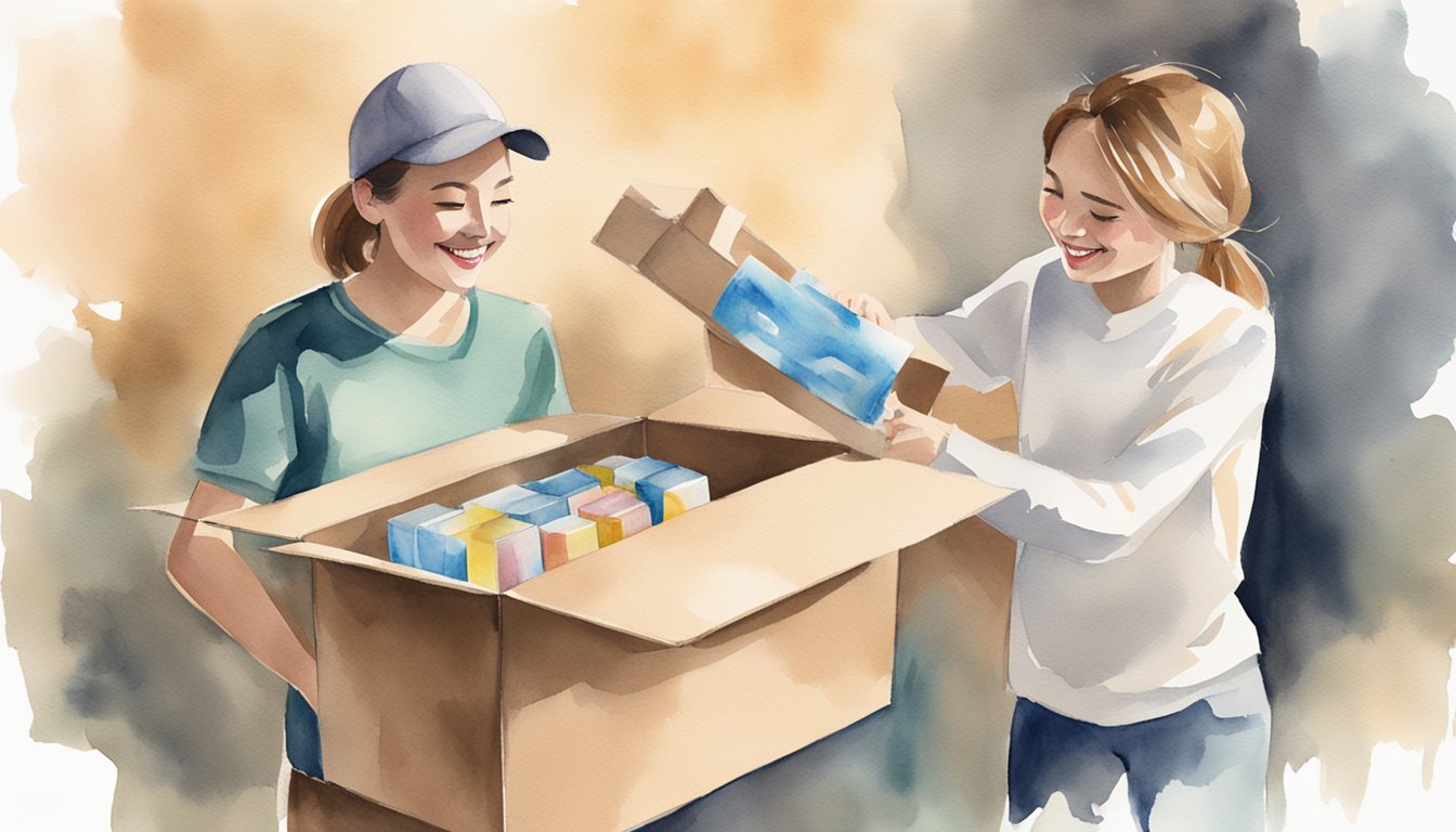 A person easily opens a cardboard box with a smile, revealing the product inside. The packaging is simple and easy to remove, causing no frustration