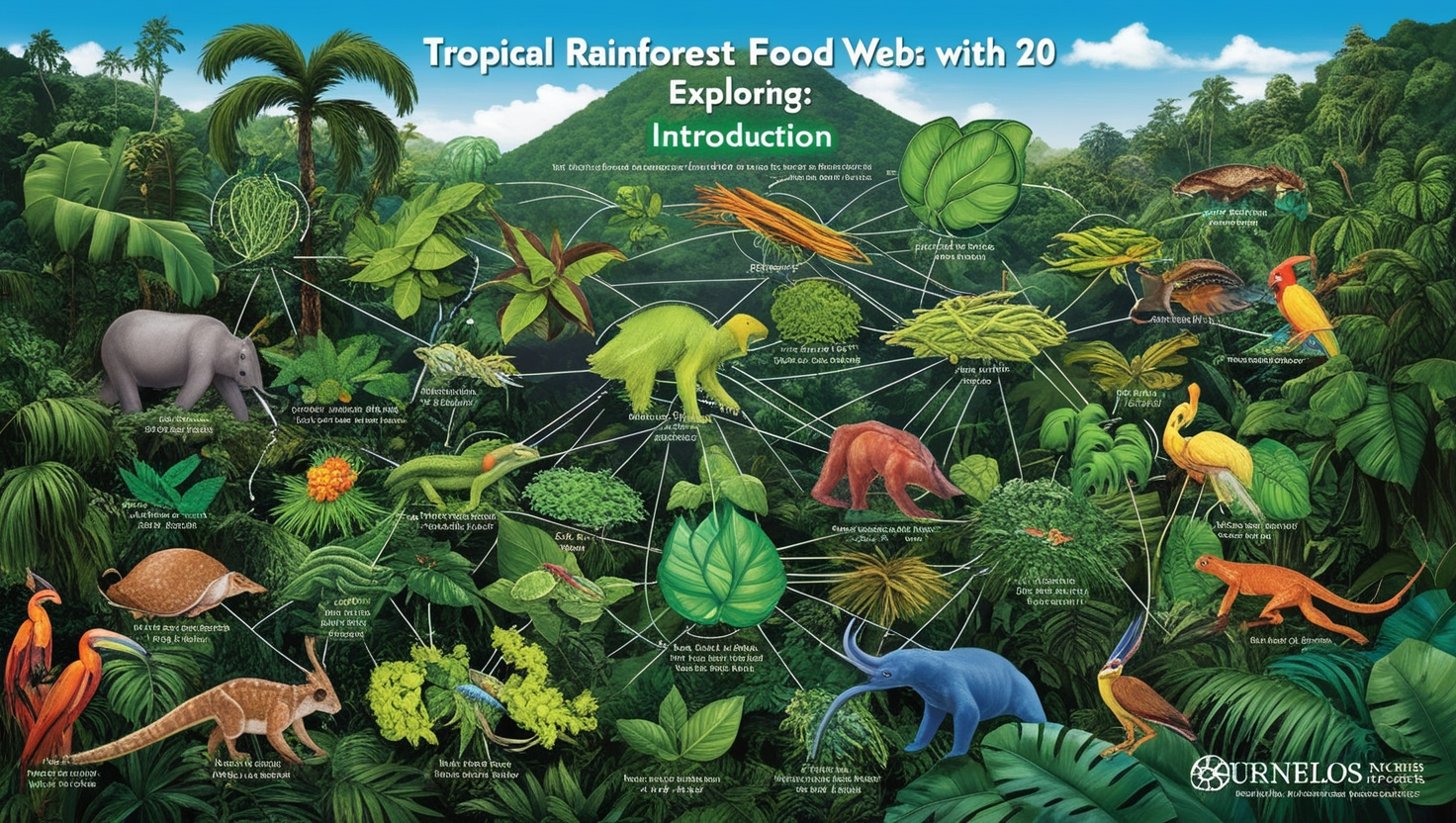 Tropical Rainforest Food Web with 20 Organisms