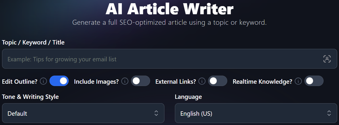 Right Blogger AI Article Writer