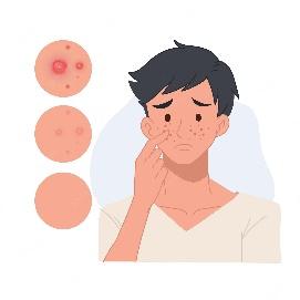 Premium Vector | Problem skin conceptman with pimples on his facefacial skin troubled flat vector cartoon character illustration