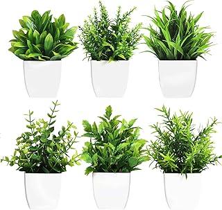 MOONPAI 6 Piezas de Plantas Artificiales,Plantas Artificiales en Maceta,Plantas de Vegetación Falsas para Decoración de Es...