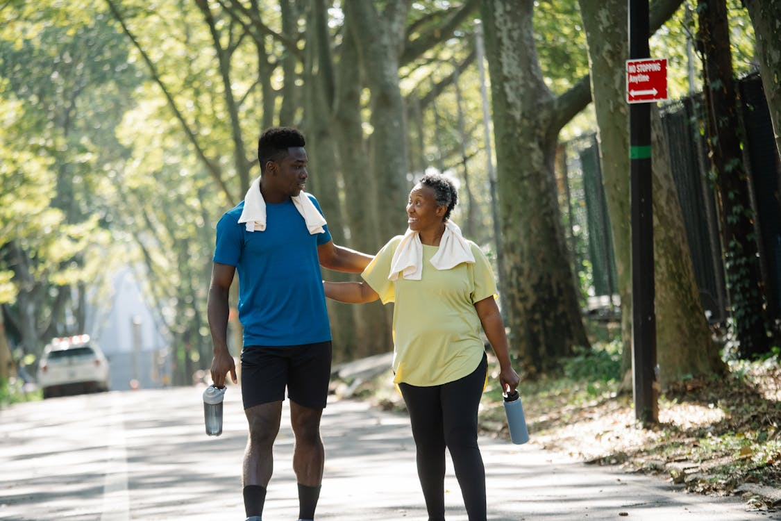 two people on a walk