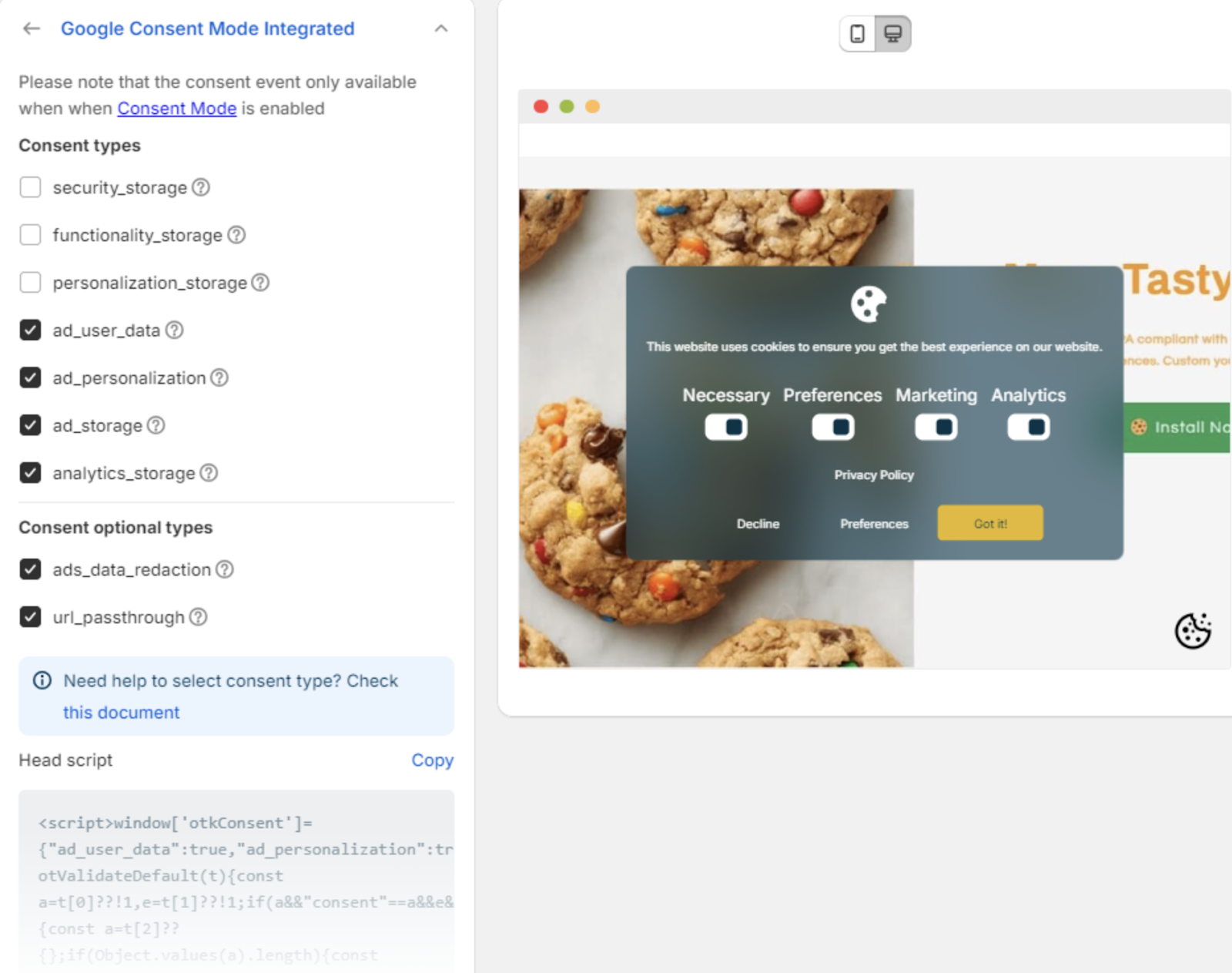 Google Consent Mode Integrated