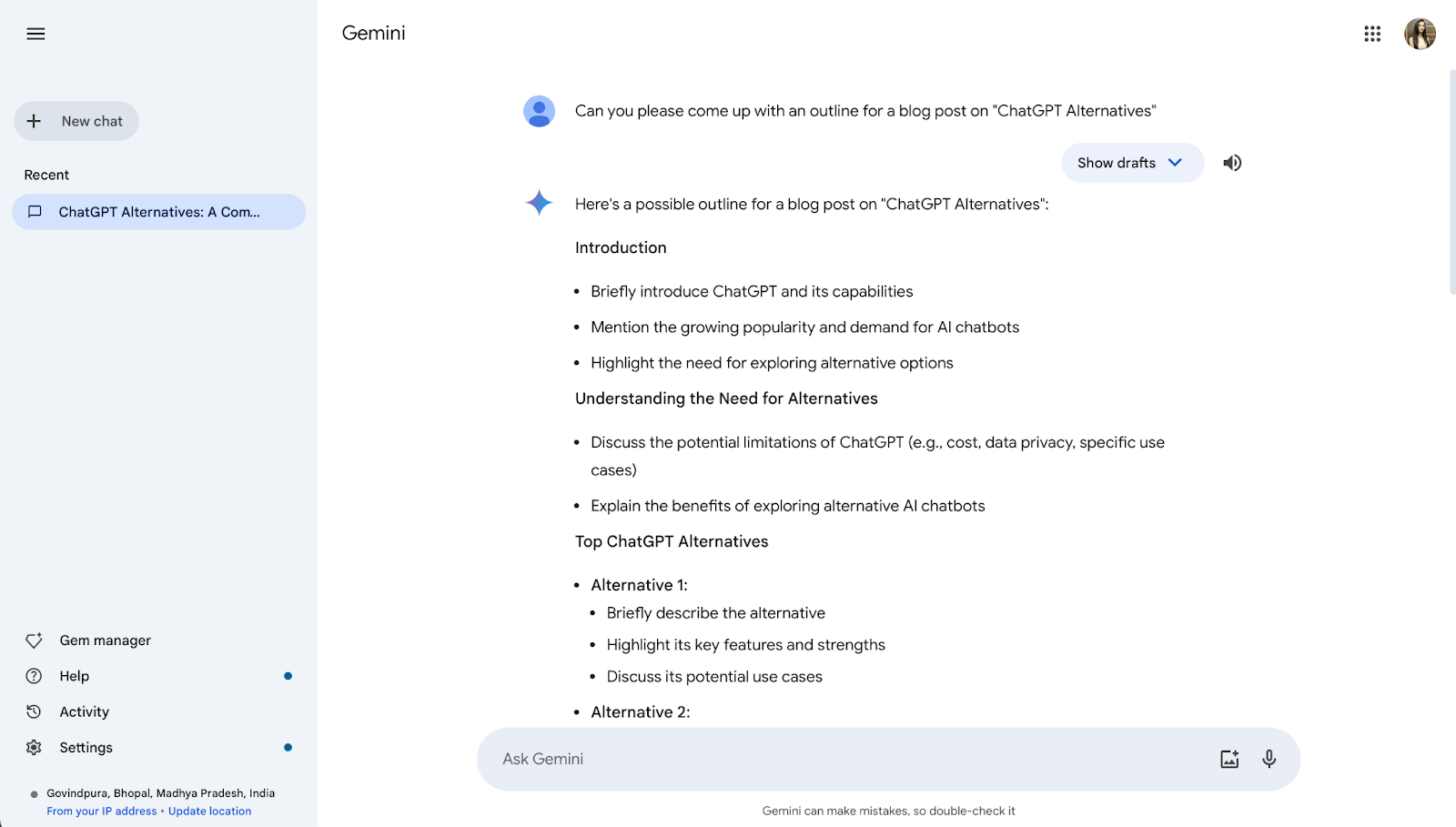 Google Gemini - ChatGPT alternatives