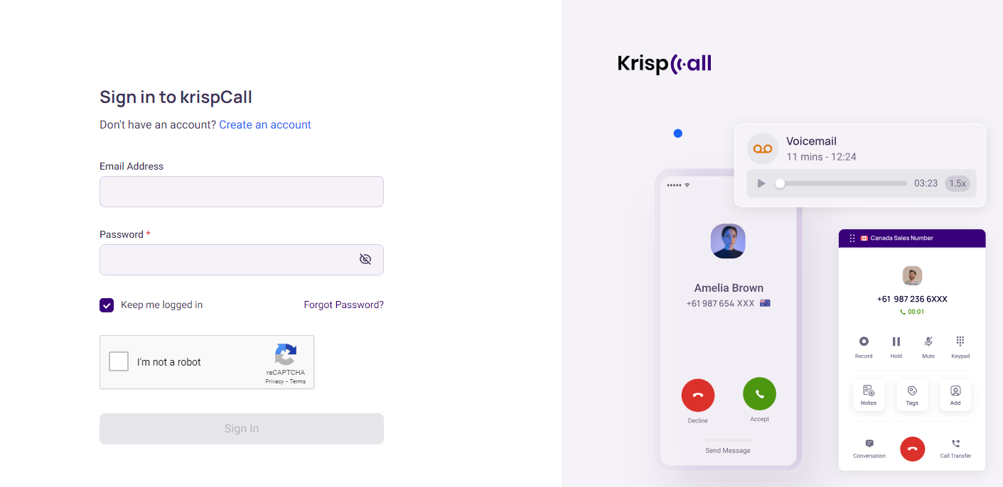 Log In to KrispCall-axiabits