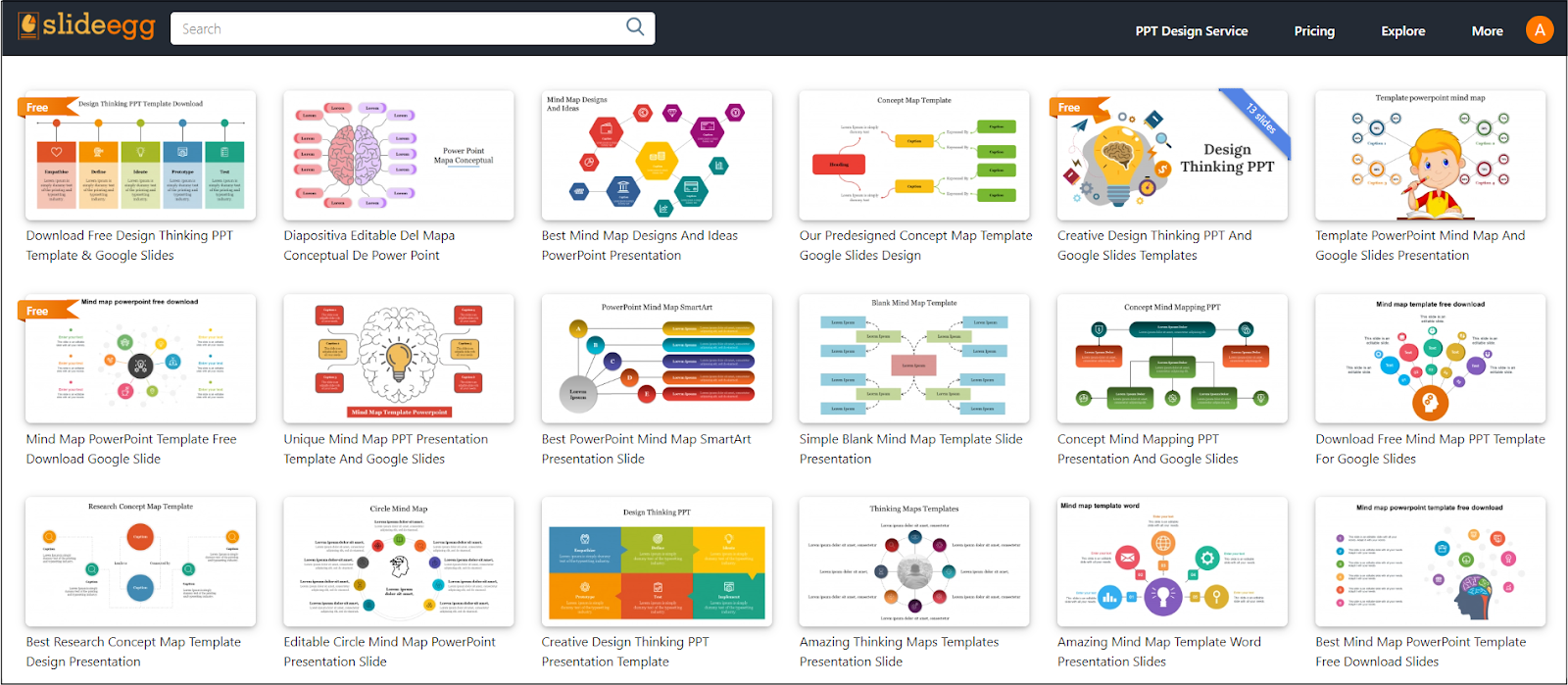 SlideEgg's premade collection on Mind Map presentation templates.