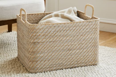 stylish living room storage ideas large decorative basket with blanket custom built michigan