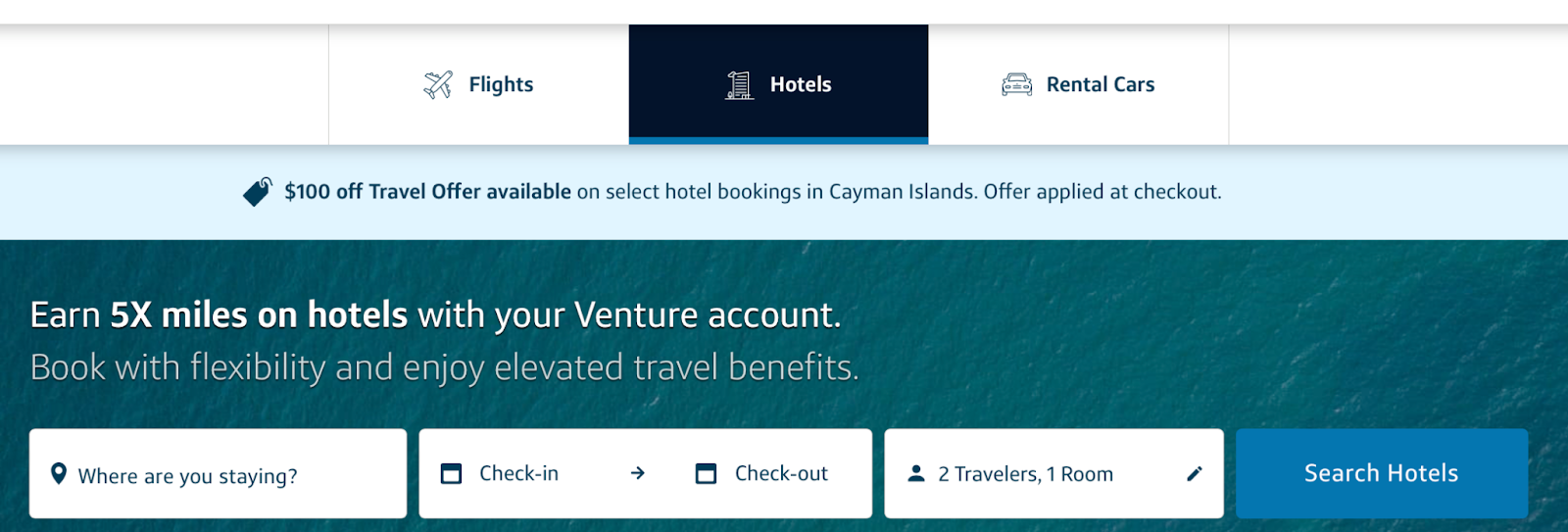 booking hotels on capital one