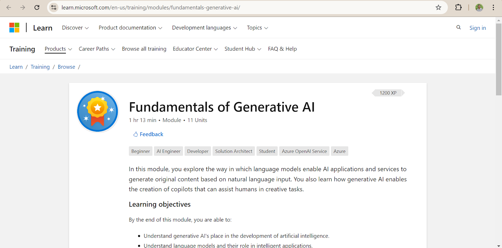 Fundamentals of Generative AI - Microsoft Learn