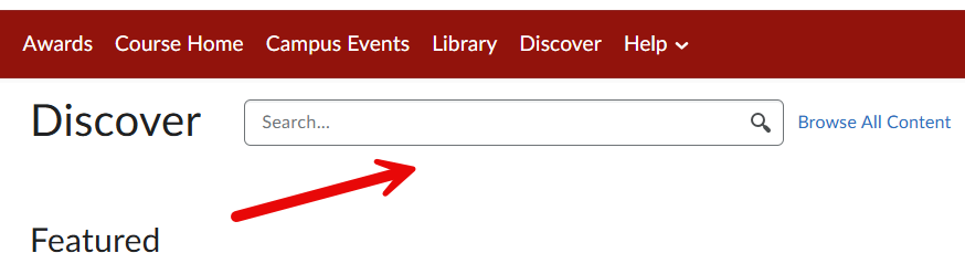 Arrow pointing towards the search bar