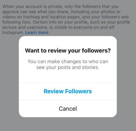 How to review followers on Insta