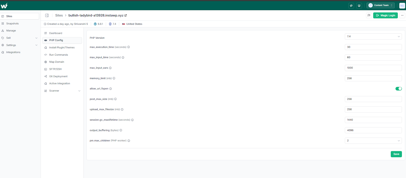 PHP config 