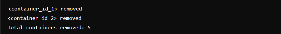 output of removing all containers