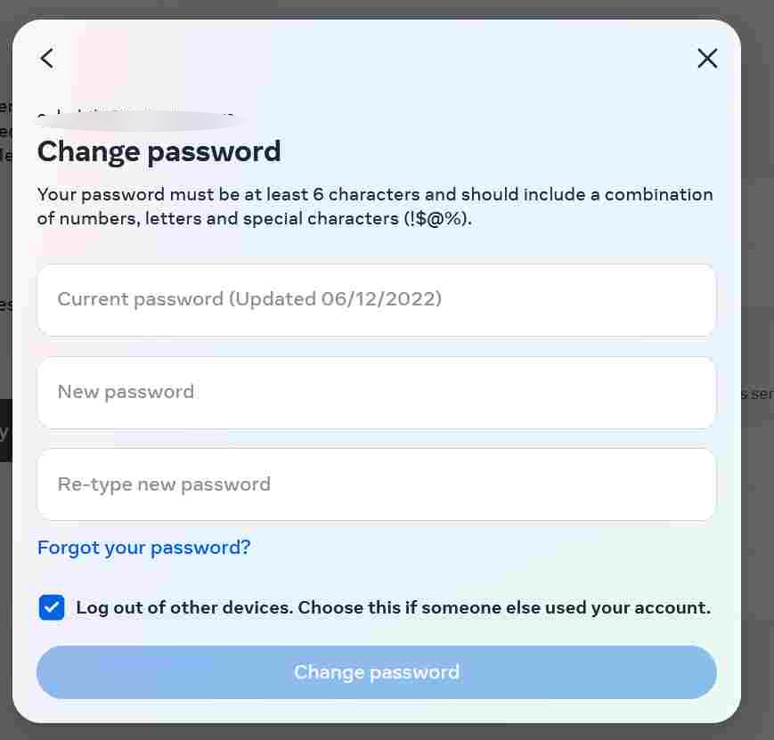 Change Password Instagram PC 