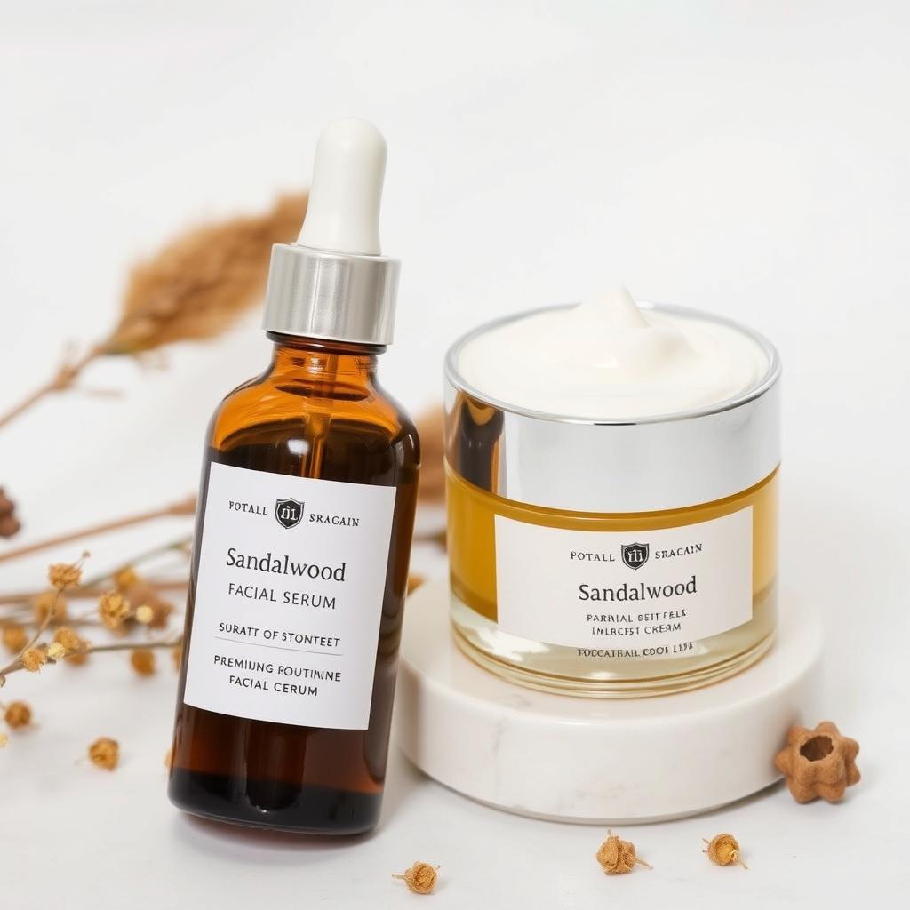 Sandalwood-infused facial serum and cream