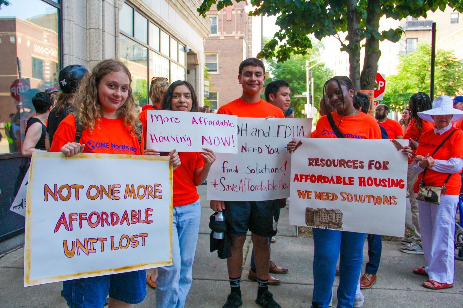 Young organizers show their support for affordable housing.