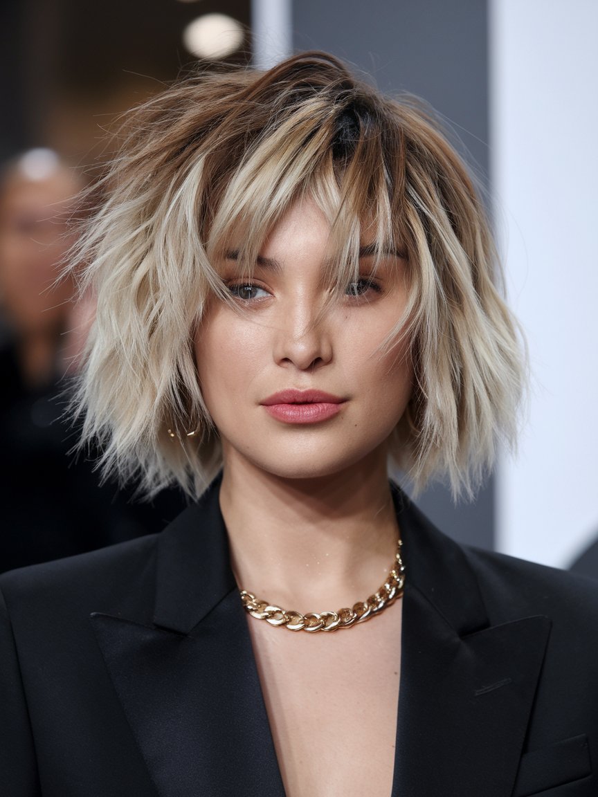 64. Short Tousled Bob with Voluminous Roots