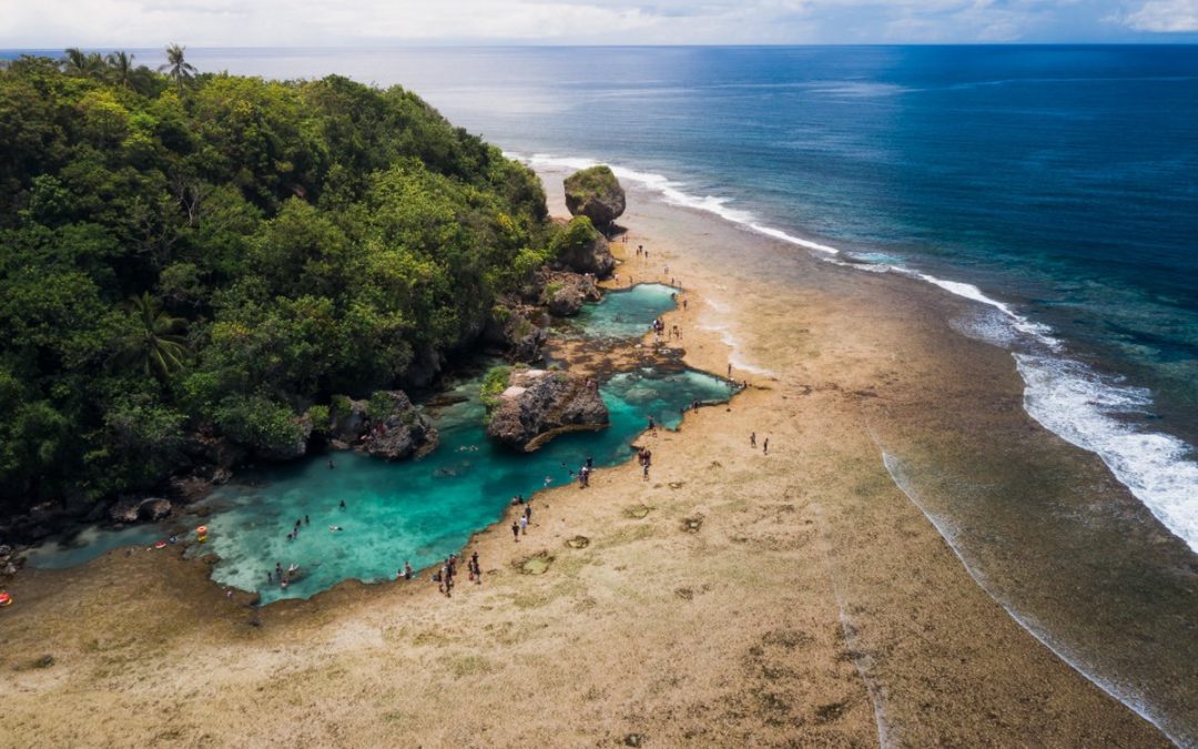 Drone shot of Magpupungko Rock Pools