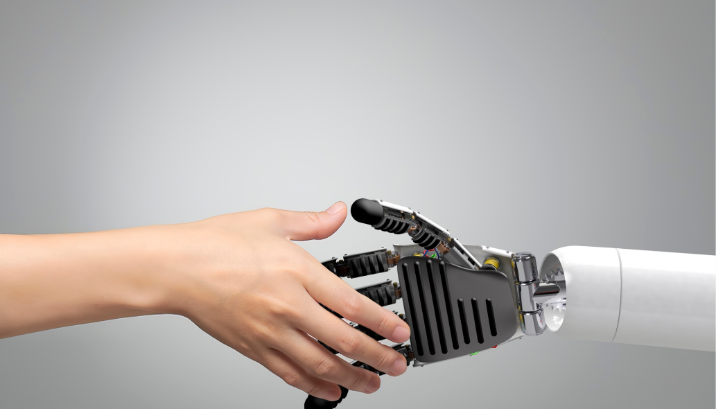 A hand reaching for a robot

AI-generated content may be incorrect.