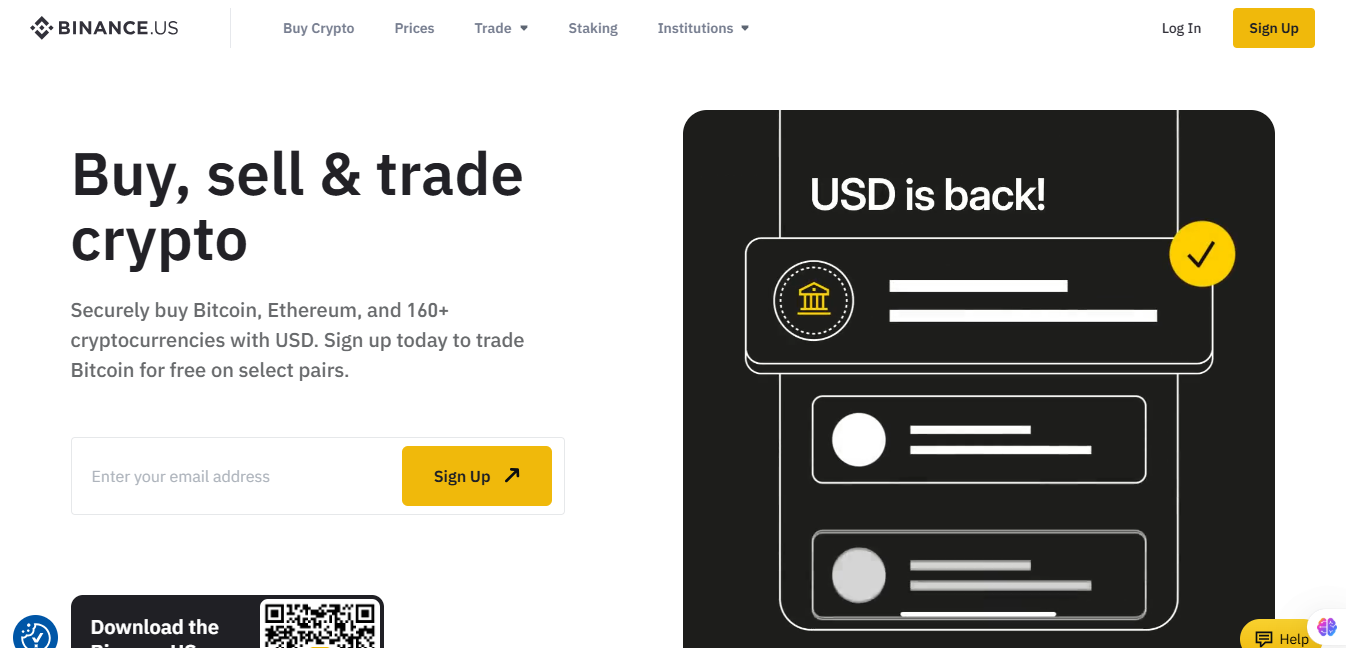 Binance homepage