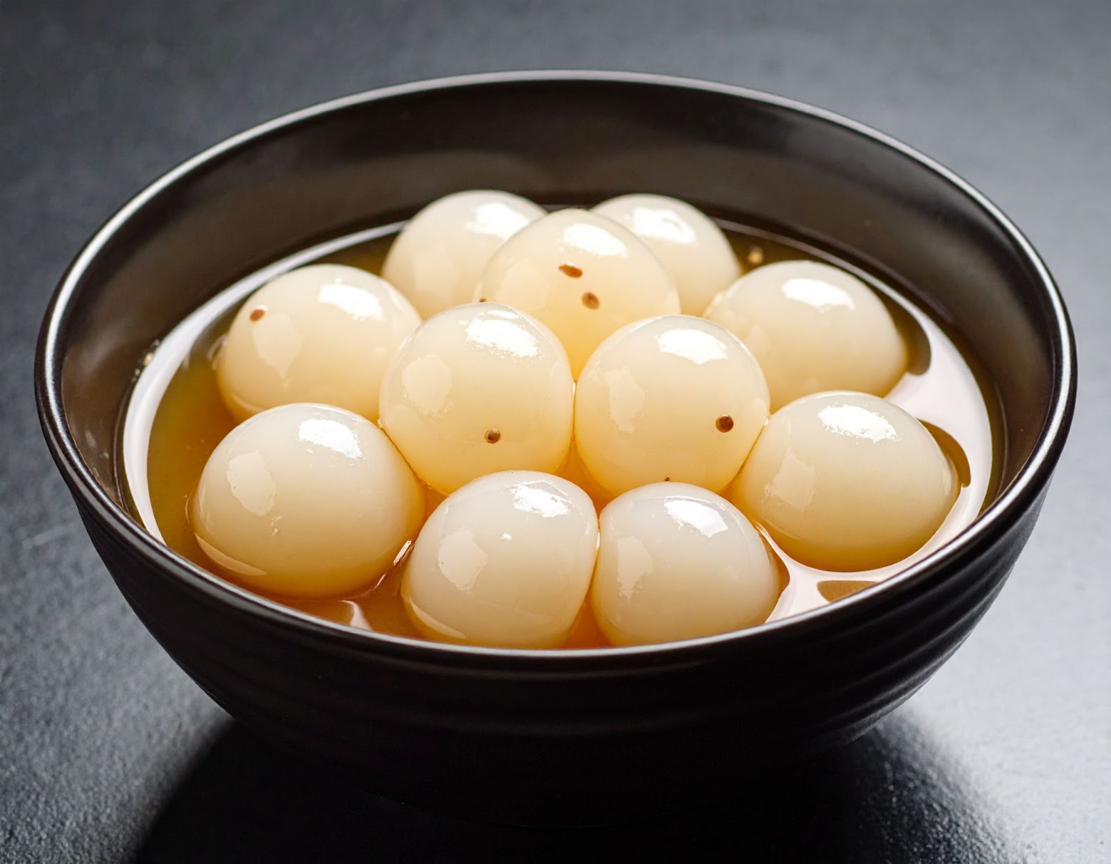 Soaked tapioca pearls in brown sugar syrup