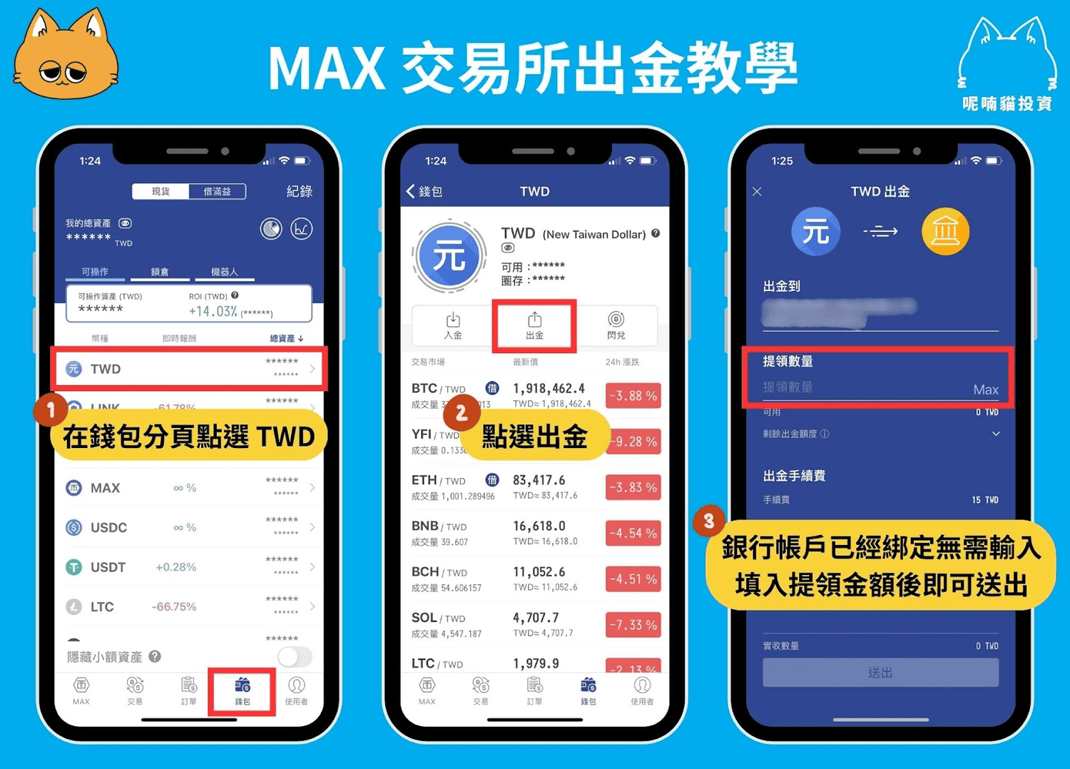 2024 最新｜MAX 交易所出金教學：新台幣和 USDT 出金、手續費彙整