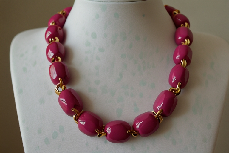 J Crew Raspberry purple Enamel Link Strand Necklace