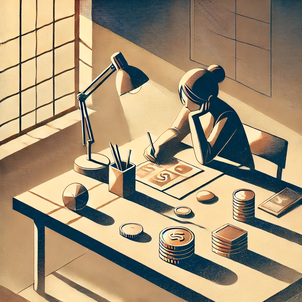 Person working at a table illustration