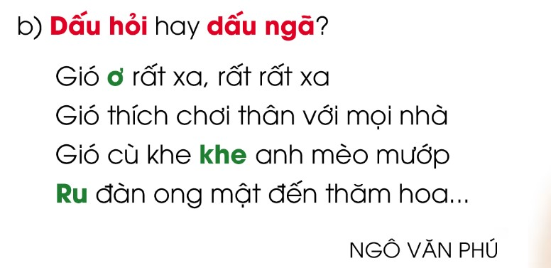 BÀI 29: CON NGƯỜI VỚI THIÊN NHIÊNChia sẻCâu 1: Em sẽ làm gì để phòng tránh mưa, nắng, nóng, lạnh.Đáp án chuẩn:- Trời mưa em mặc áo mưa hoặc dùng ô che.- Trời nắng em đội mũ hoặc che ô.- Trời nóng em dùng quạt điện hoặc điều hòa.- Trời lạnh em mặc áo ấm.Câu 2: Em hoạt động vui chơi như thế nào trong mỗi mùa?Đáp án chuẩn:Mỗi mùa hè em đều đặn đi bơi để nâng cao sức khỏe mỗi ngày.BÀI ĐỌC 1: ÔNG MẠNH THẮNG THẦN GIÓCâu 1: Truyện có những nhân vật nào?Đáp án chuẩn:Ông Mạnh và Thần Gió.Câu 2: Trong hai nhân vật:a) Nhân vật nào tượng trưng cho sức mạnh của con người?b) Nhân vật nào tượng trưng cho sức mạnh của thiên nhiên?Đáp án chuẩn:a) Ông Mạnh.b) Thần Gió.Câu 3: Chi tiết nào nói lên sức mạnh của con người?Đáp án chuẩn:Ông Mạnh vào rừng đẵn những cây gỗ lớn nhất làm cột và chọn những viên đá to nhất làm tường.Câu 4: Ông Mạnh trong câu chuyện đã làm gì để Thần Gió trở thành bạn của mình?Đáp án chuẩn:Ông Mạnh trong câu chuyện đã xây một ngôi nhà thật vững chắc để Thần Gió không quật đổ được. Sau vài tháng Thần Gió quay trở lại tìm ông Mạnh với sự ăn năn và từ đó hai người trở thành bạn.Luyện tập Câu 1: Sử dụng câu hỏi Vì sao? để hỏi đáp với bạn về nội dung câu chuyện.Đáp án chuẩn:- Vì sao Thần Gió phải chịu thua ông Mạnh?- Vì ông Mạnh đã làm một ngôi nhà rất vững chãi.- Vì sao ông Mạnh quyết tâm xây một ngôi nhà thật vững chãi?- Vì ông Mạnh đã bị Thần Gió xô ngã và bỏ đi với tiếng cười ngạo nghễ khinh thường.Câu 2: Nói 1-2 câu thể hiện sự đồng tình của em với ông Mạnh.a) Khi ông quyết tâm làm một ngôi nhà thật vững trãi.b) Khi ông kết bạn với Thần Gió.Đáp án chuẩn:a) Ông Mạnh quyết xây một ngôi nhà vững chãi để thể hiện sức mạnh của con người không thua kém sức mạnh của thiên nhiên.b) Khi ông Mạnh kết bạn với thần Gió cho thấy rằng con người và thiên nhiên có thể hòa hợp với nhau.Bài viết 1Câu 1: Nghe - viết: Buổi trưa hè (3 khổ thơ đầu)Đáp án chuẩn:Nghe - viếtCâu 2: Tìm những chữ hoặc dấu thanh phù hợp:Đáp án chuẩn:a)dịuGió         rungrơib) ởkhẽRủCâu 3: Chọn tiếng trong ngoặc đơn phù hợp với ô trống:a) (ra, da, gia)         ... đình                  ... vào                 ... sức              cặp ...b) (vỏ, võ)         ... cam                  múa ...                ... trứng            ... sĩĐáp án chuẩn:a) gia đình, ra vào, ra sức, cặp dab) vỏ cam, múa võ, vỏ trứng, võ sĩCâu 4: Tập viếta) Tập viết chữ hoab) Viết ứng dụng: Ăn bát cơm dẻo, nhớ nẻo đường điĐáp án chuẩn:a) Tập viết chữ hoab) Viết ứng dụng: Ăn bát cơm dẻo, nhớ nẻo đường điBÀI ĐỌC 2: MÙA NƯỚC NỔICâu 1: Bài văn tả mùa nước nổi ở vùng nào?Đáp án chuẩn:Đồng bằng sông Cửu Long.Câu 2: Vì sao người ta gọi đó là mùa nước nổi? Chọn ý đúng:a) Vì nước dâng lên hiền hòa.b) Vì nước lũ đổ về dữ dội.c) Vì mưa dầm dề.Đáp án chuẩn:a)Câu 3: Tìm một vài hình ảnh về mùa nước nổi trong bài.Đáp án chuẩn:Dòng sông Cửu Long đã no đầy, lại tràn qua bờ, tràn qua cả mặt đường. Đồng ruộng, vườn tược và cây cỏ như biết giữ lại hạt phù sa ở quanh mình, nước lại trong dần. Những đàn cá ròng ròng, từng đàn, từng đàn xuôi theo dòng nước, vào tận đồng sâu.Luyện tậpCâu 1: Tìm bộ phận câu trả lời cho câu hỏi Thế nào?a) Nước dâng lên cuồn cuộn.b) Mưa dầm dề ngày này qua ngày khác.Đáp án chuẩn:a) Cuồn cuộn.b) Dầm dề từ ngày này qua ngày khác.Câu 2: Đặt một câu hỏi về mùa nước nổi theo mẫu Ai thế nào?Đáp án chuẩn:Đồng ruộng, vườn tược đều bị dòng nước nhấn chìm.Bài viết 2