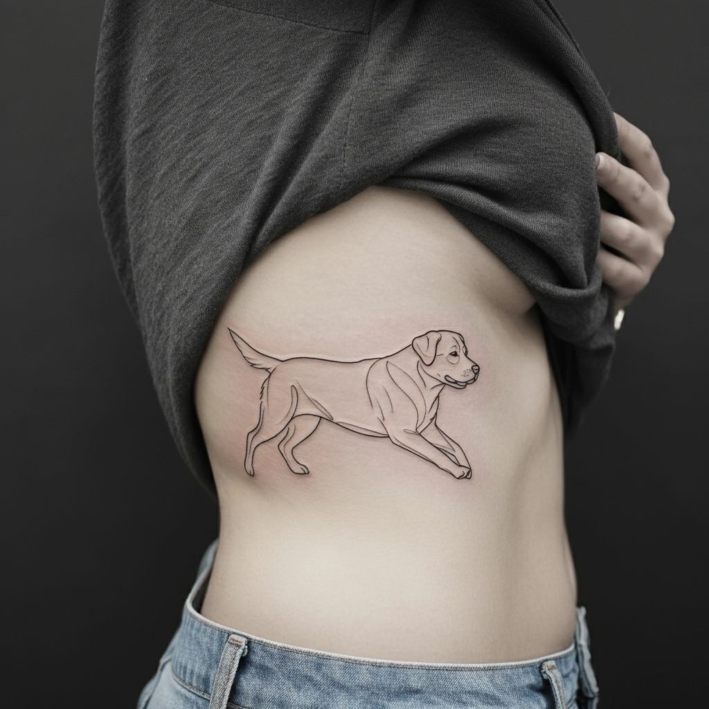Minimalist Labrador Outline Tattoo
