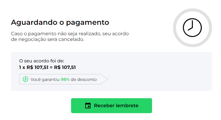 Print mostrando a tela do app da Acerto quando está aguardando pagamento.