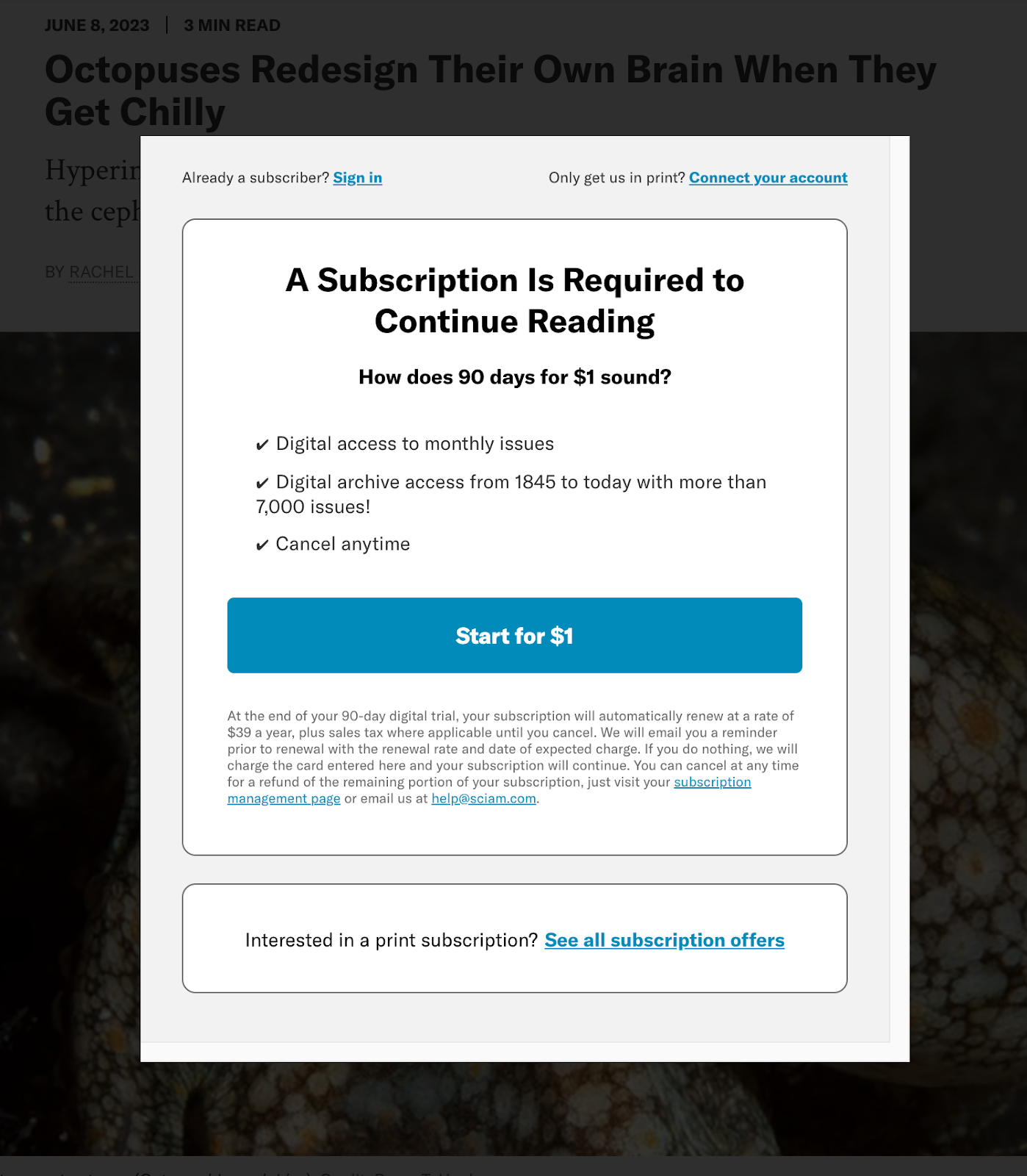 Scientific American subscription offer