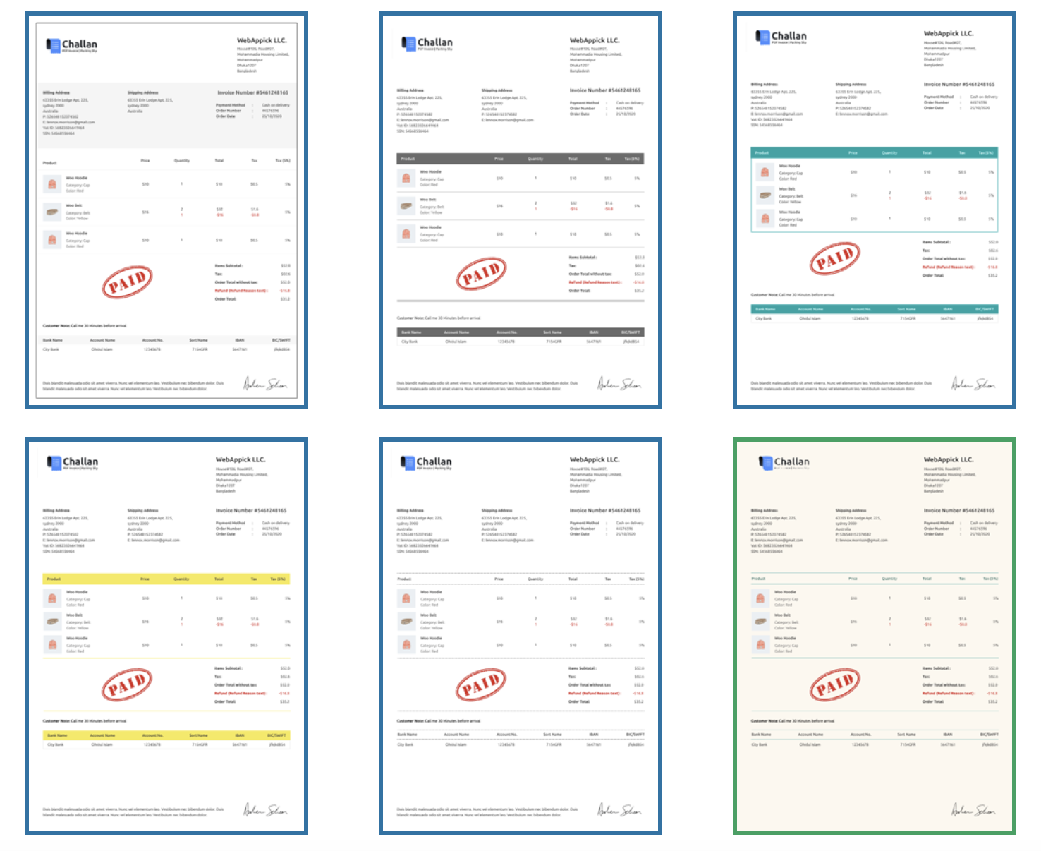 6 WooCommerce Invoice Templates